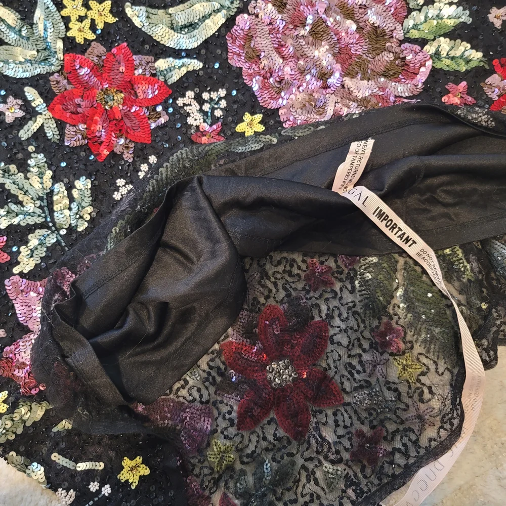 NWT MAC DUGGAL Floral Embellished Spaghetti Strap Gown Black Size 14 - Picture 11 of 12